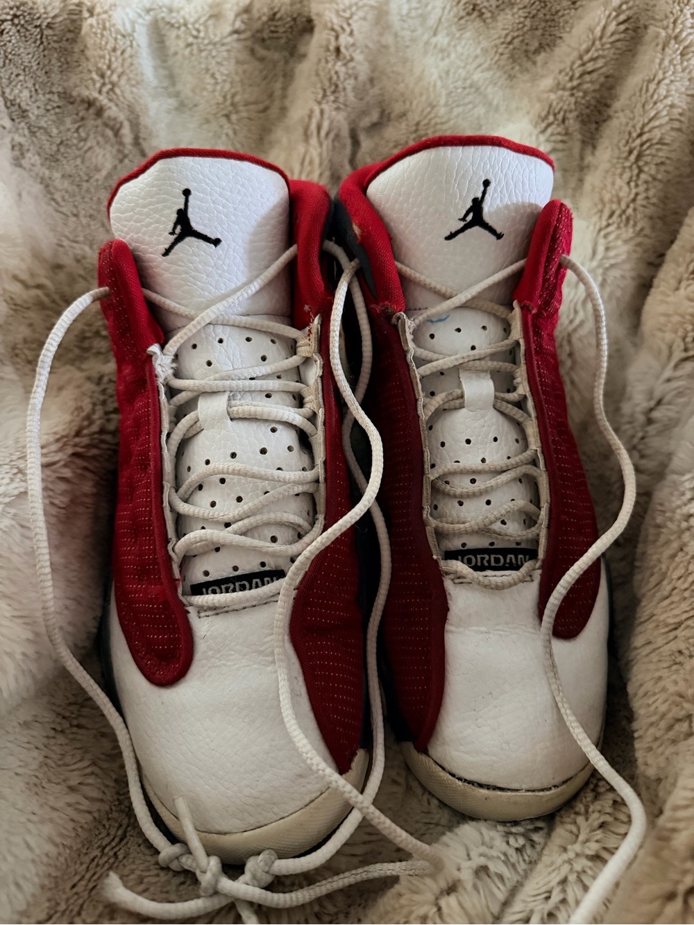 Nike White and Red Men's Athletic Basketball Sneakers